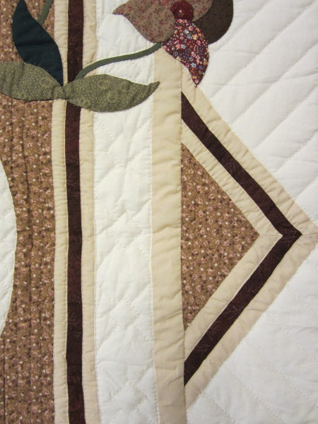 Buds Flowers Applique Amish Quilt 106x115