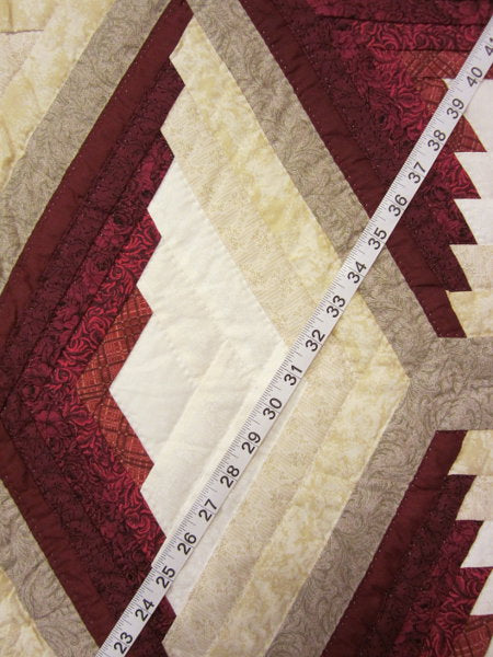 Log Cabin Red Fan Star Patchwork Amish Quilt 106x114