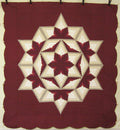 Log Cabin Red Fan Star Patchwork Amish Quilt 106x114