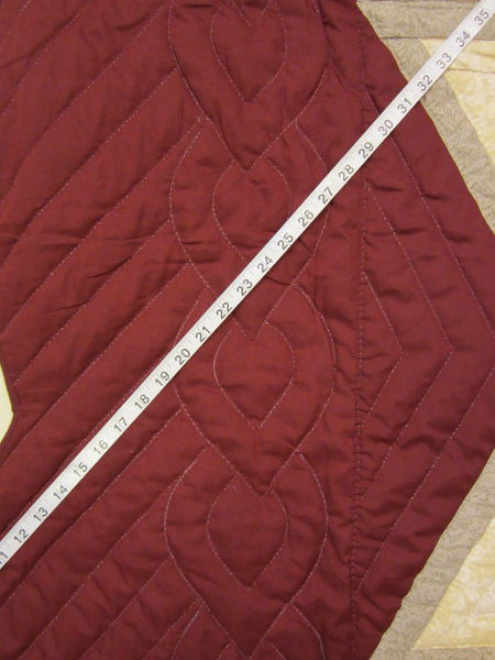 Log Cabin Red Fan Star Patchwork Amish Quilt 106x114