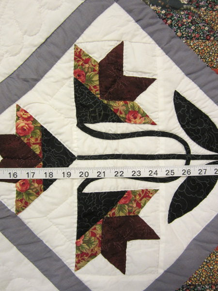 Framed Dutch Tulip Lone Star Amish Quilt 104x115