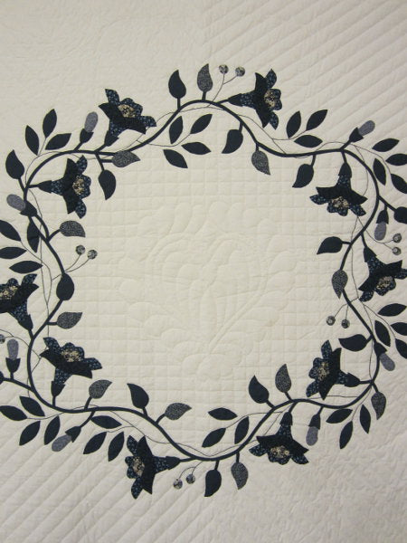 Country Flower Wreath Applique Amish Quilt 98x109