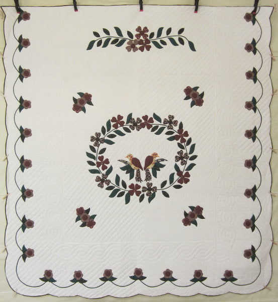 Songbird Wreath Applique Amish Quilt 105x113