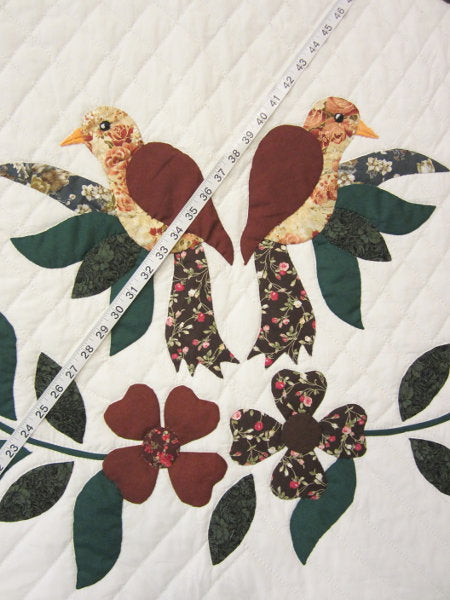 Songbird Wreath Applique Amish Quilt 105x113