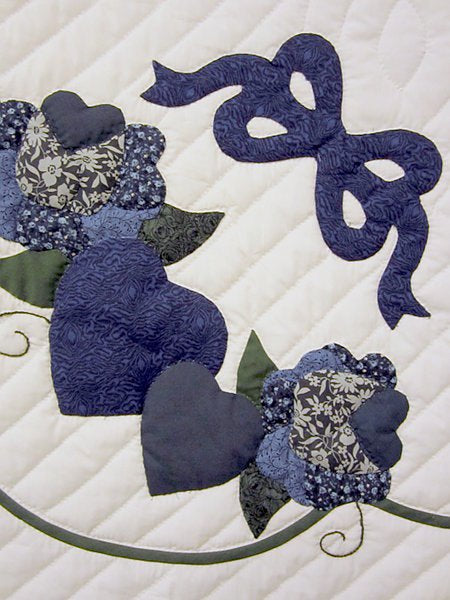 Country Rose Medallion Applique Amish Quilt 102x112