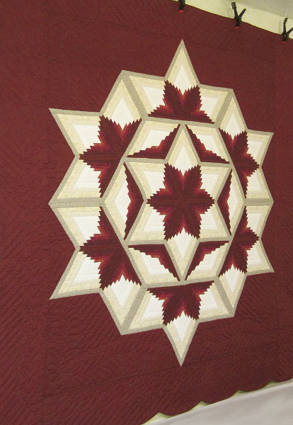 Log Cabin Fan Star Patchwork Amish Quilt 106x114
