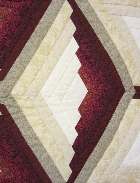 Log Cabin Fan Star Patchwork Amish Quilt 106x114