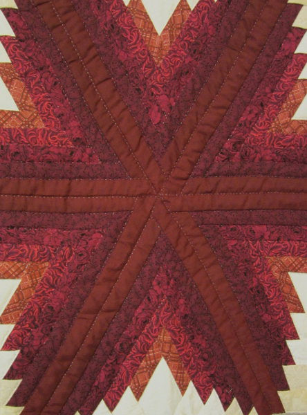 Log Cabin Fan Star Patchwork Amish Quilt 106x114