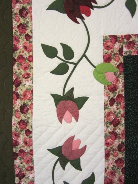 Hummingbird Rose Garden Applique Amish Quilt 100x114