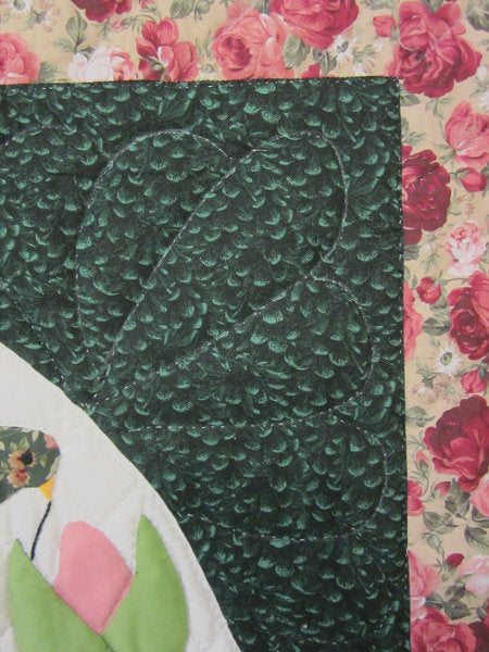 Hummingbird Rose Garden Applique Amish Quilt 100x114