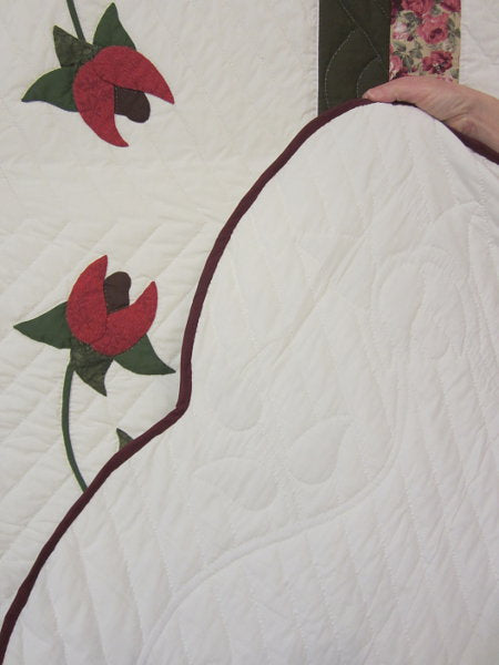 Hummingbird Rose Garden Applique Amish Quilt 100x114