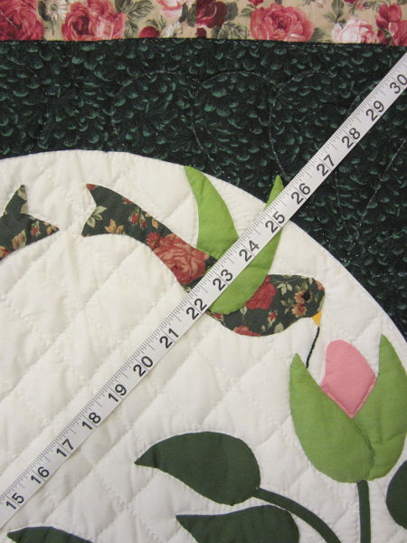 Hummingbird Rose Garden Applique Amish Quilt 100x114