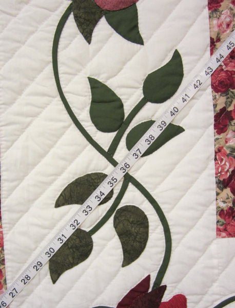 Hummingbird Rose Garden Applique Amish Quilt 100x114