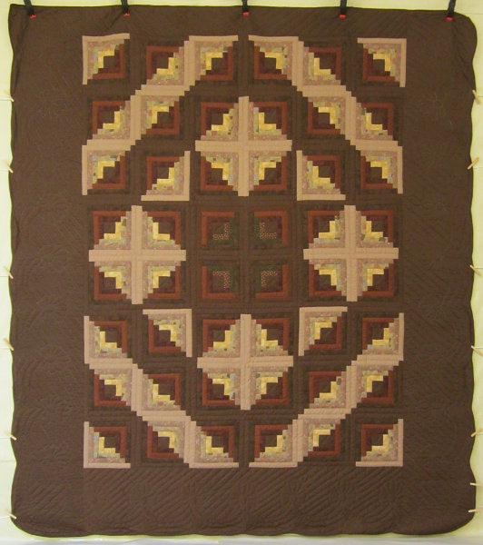 Earth Star Log Cabin Amish Quilt 103x115