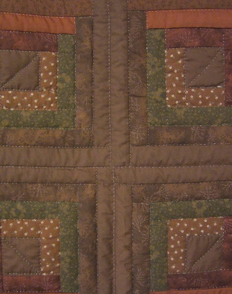 Earth Star Log Cabin Amish Quilt 103x115