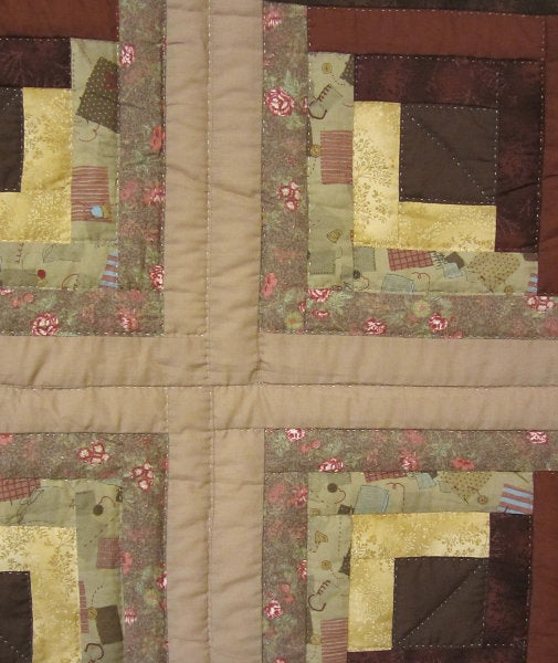 Earth Star Log Cabin Amish Quilt 103x115