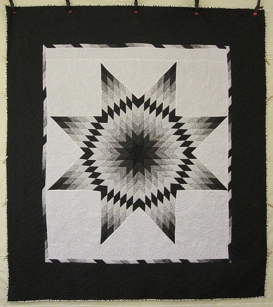Spectacular Midnight Star Patchwork Amish Quilt 98x109