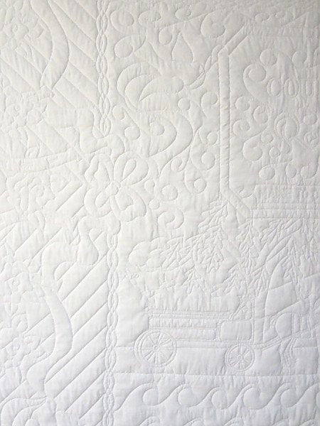Reminisce Horse Wagon Whole Cloth Amish Quilt 90x108