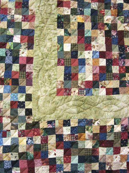 Framed Postage Stamp Patchwork Amish Quilt 104x107