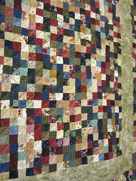 Framed Postage Stamp Patchwork Amish Quilt 104x107