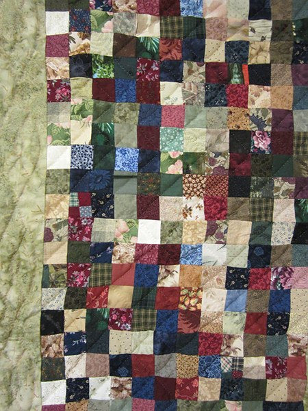 Framed Postage Stamp Patchwork Amish Quilt 104x107