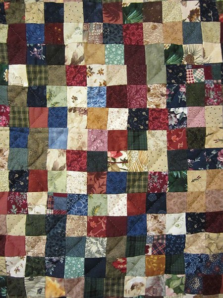 Framed Postage Stamp Patchwork Amish Quilt 104x107