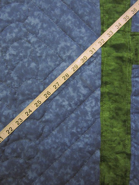 Blue White Embroidered Flowers Amish Quilt 91x104