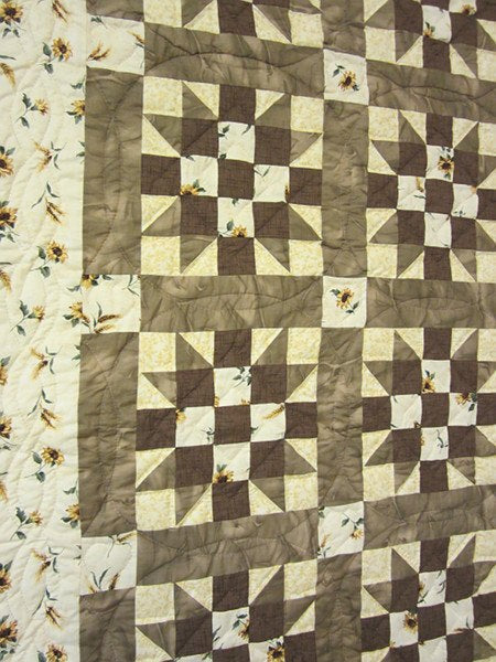 Sunflower Sister Choice Star Patchwork Amish Quilt 96x112