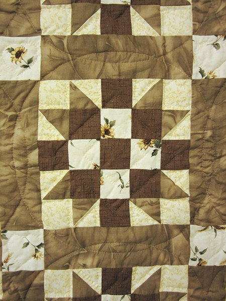 Sunflower Sister Choice Star Patchwork Amish Quilt 96x112
