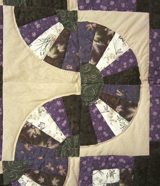 Fan Log Cabin Patchwork Amish Quilt 94x109