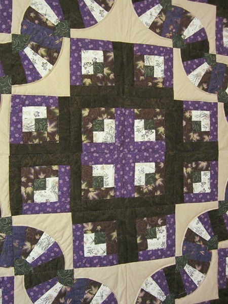 Fan Log Cabin Patchwork Amish Quilt 94x109