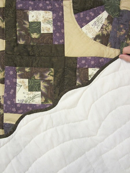 Fan Log Cabin Patchwork Amish Quilt 94x109
