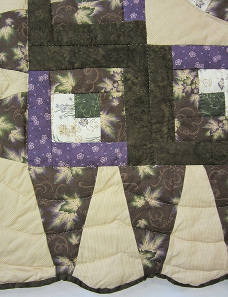 Fan Log Cabin Patchwork Amish Quilt 94x109