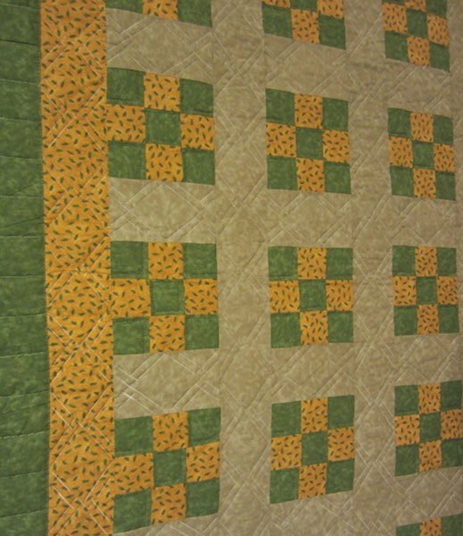 Nine Patch Patchwork Amish Quilt 94x109