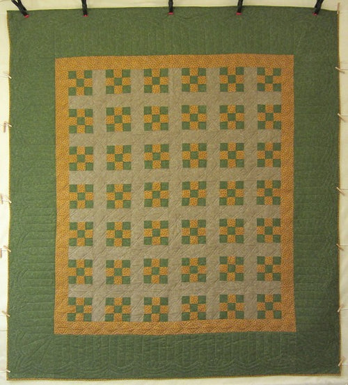 Nine Patch Patchwork Amish Quilt 94x109