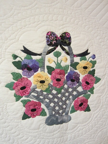 Basket Posies Flower Applique Amish Quilt 92x104