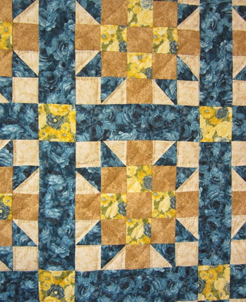 Star Sister Choice Roses Star Patchwork Amish Quilt 98x114