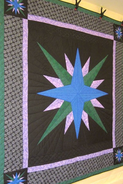 Mariners Compass Starburst Patchwork Amish Quilt 94x106