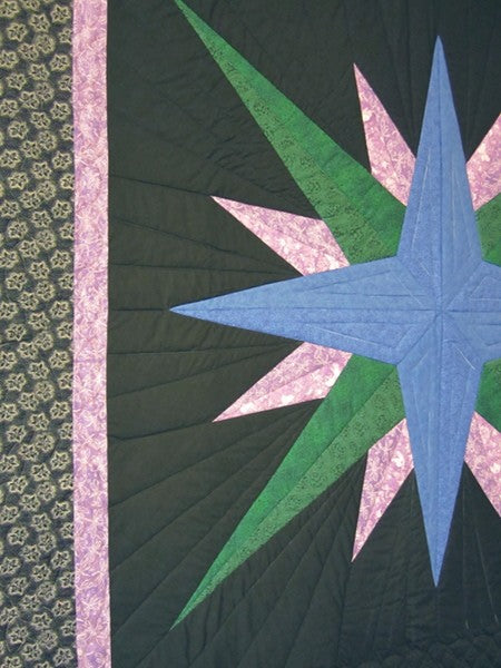 Mariners Compass Starburst Patchwork Amish Quilt 94x106