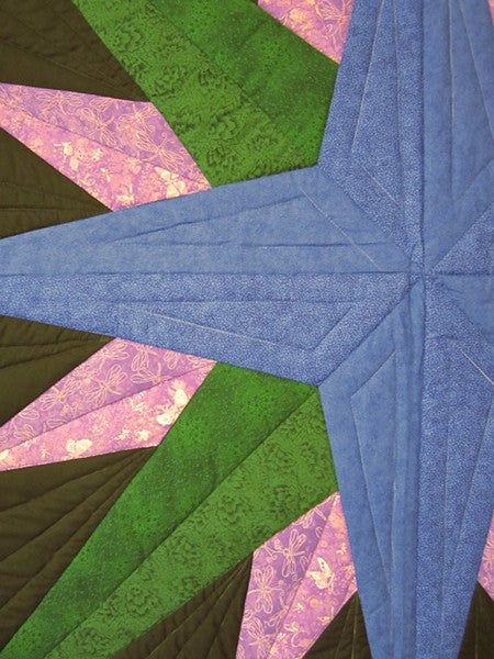 Mariners Compass Starburst Patchwork Amish Quilt 94x106