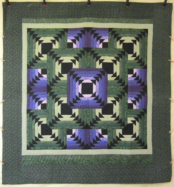 Sunshine Shadow Log Cabin Amish Quilt 97x105