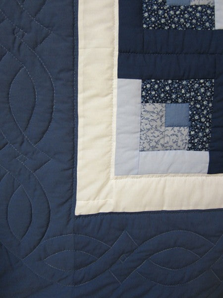 Grandmas Log Cabin Fan Amish Quilt 93x108