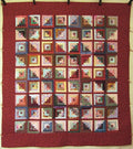 Colorful Log Cabin Patchwork Amish Quilt 90x101