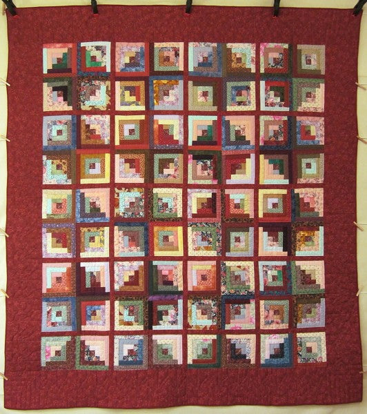 Colorful Log Cabin Patchwork Amish Quilt 90x101