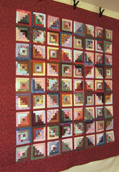 Colorful Log Cabin Patchwork Amish Quilt 90x101