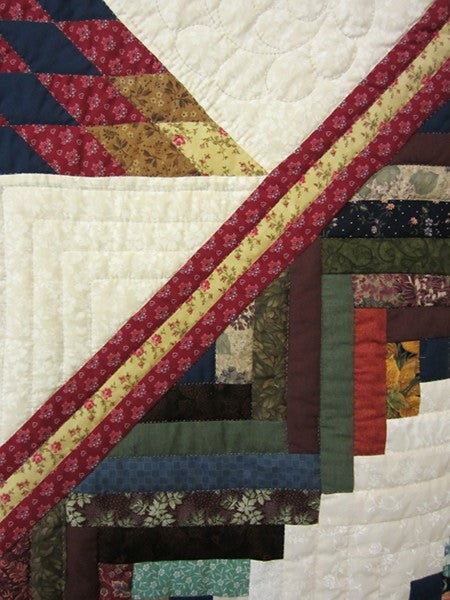 Northern Lights Log Cabin Star Patchwork Amish Quilt 103x104