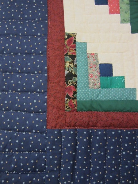 Northern Lights Log Cabin Star Patchwork Amish Quilt 103x104
