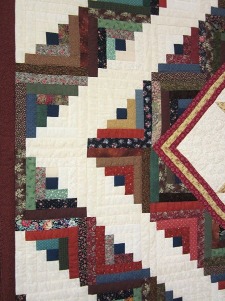 Northern Lights Log Cabin Star Patchwork Amish Quilt 103x104