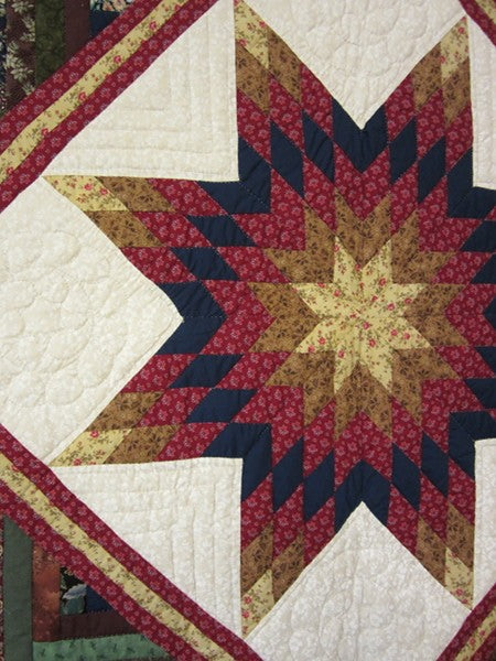 Northern Lights Log Cabin Star Patchwork Amish Quilt 103x104