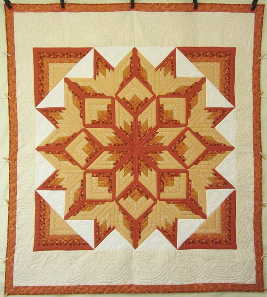 Framed Compass Starburst Amish Quilt 93x106